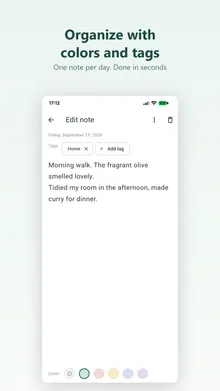 Screen for writing a note