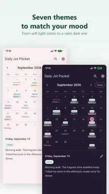 Screen for choosing one of 7 themes